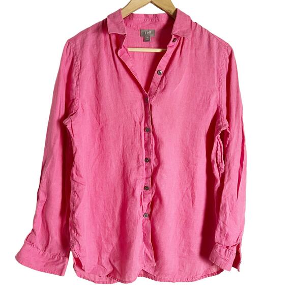 J. Jill Pink 100% Linen Long Sleeve Button Up Shirt Size XS - Picture 1 of 9